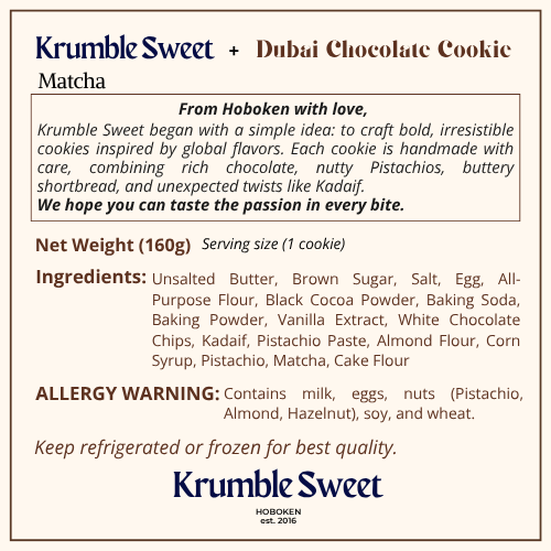 Dubai Chocolate Cookie - Matcha Flavor