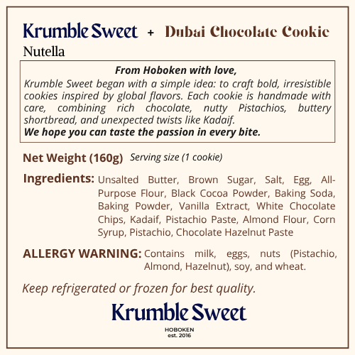 Dubai Chocolate Cookie - Nutella Flavor